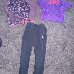 Nike Black Pants with Purple and Pink Tops
